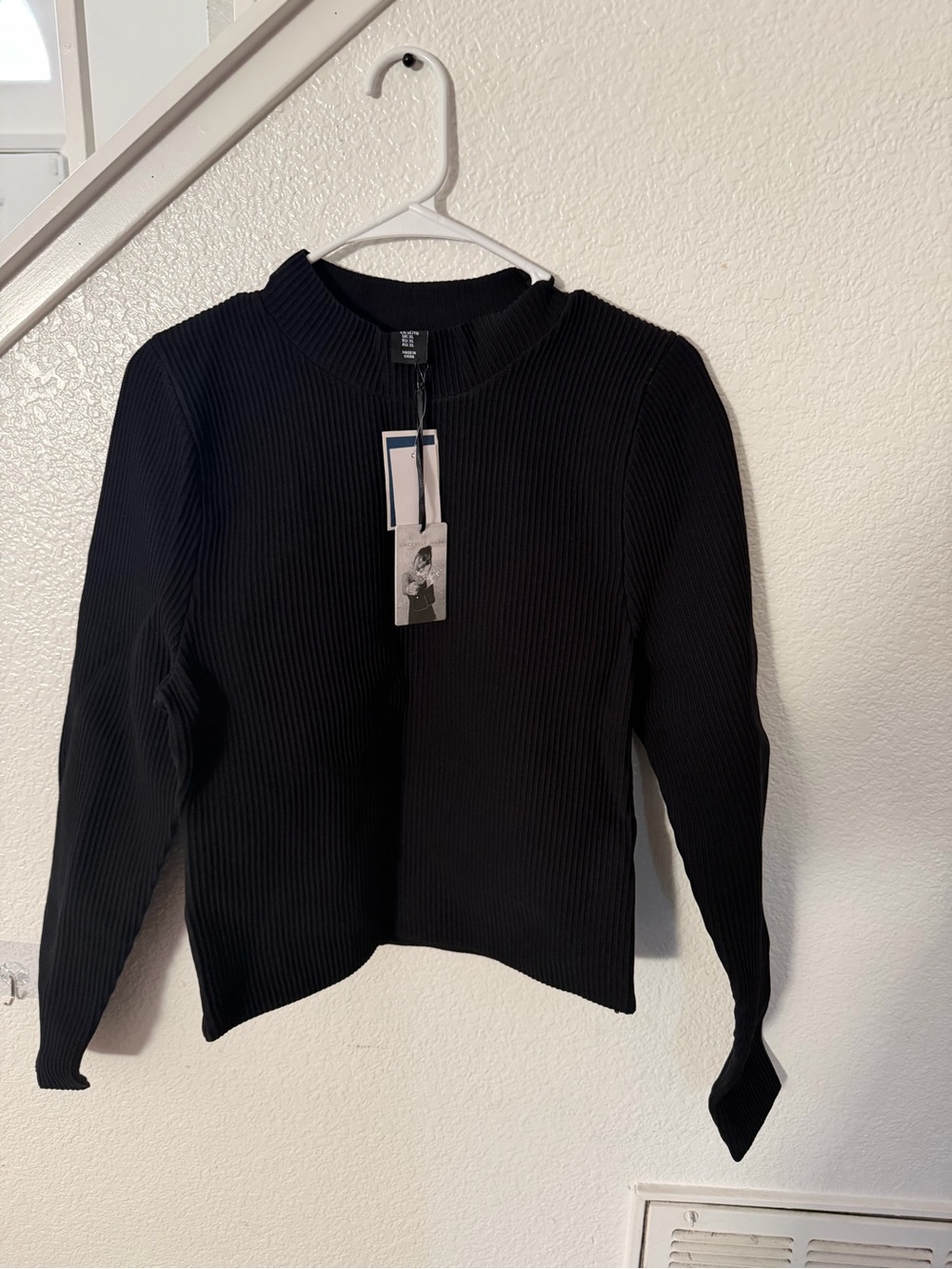 Sincerly Jules Black Ribbed Mock Neck Sweater